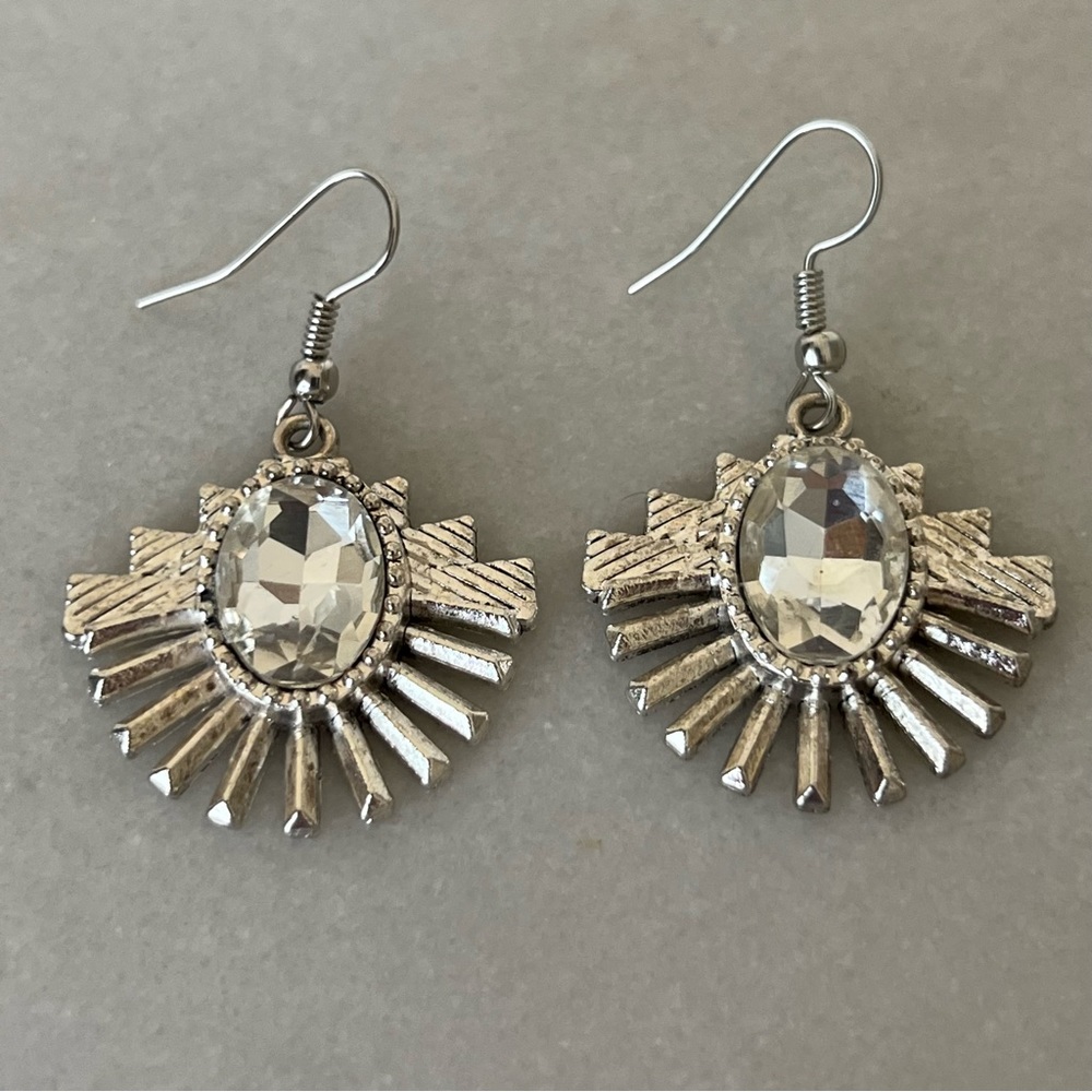 Vintage Silver Tone Dangle Statement Earrings - image 3